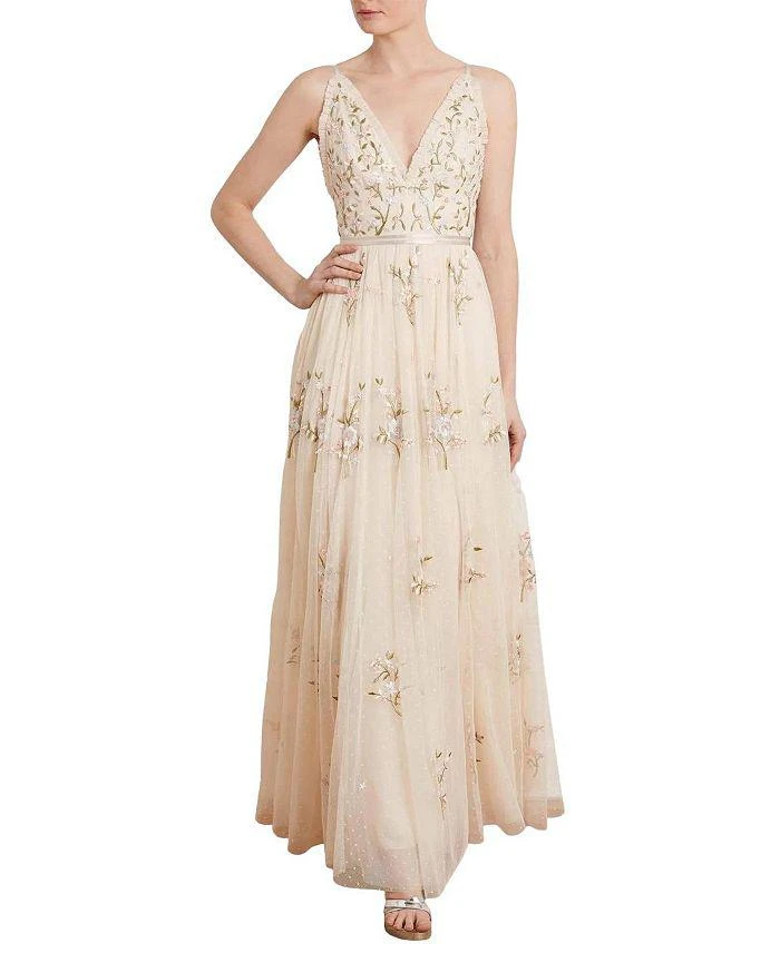 green emerald velvet dress Dappled Sequin Off-Shoulder Ankle Gown main image 1