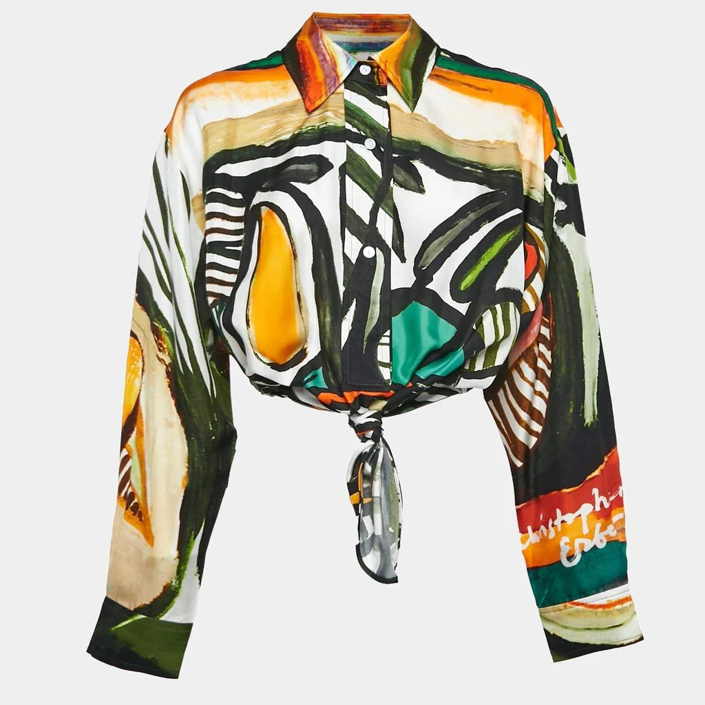 Christopher Esber Christopher Esber Multicolor Bandana Print Silk Cropped Shirt S 2