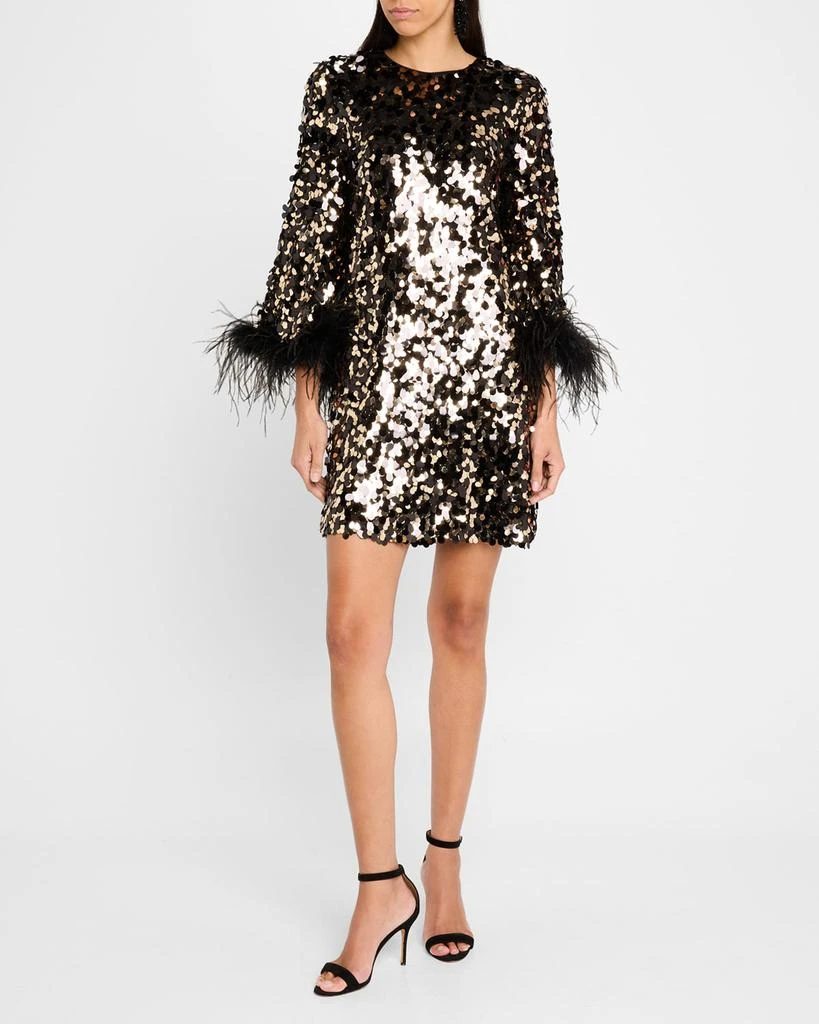 Trina Turk Juliet Feather-Cuff Sequin Mini Dress 4