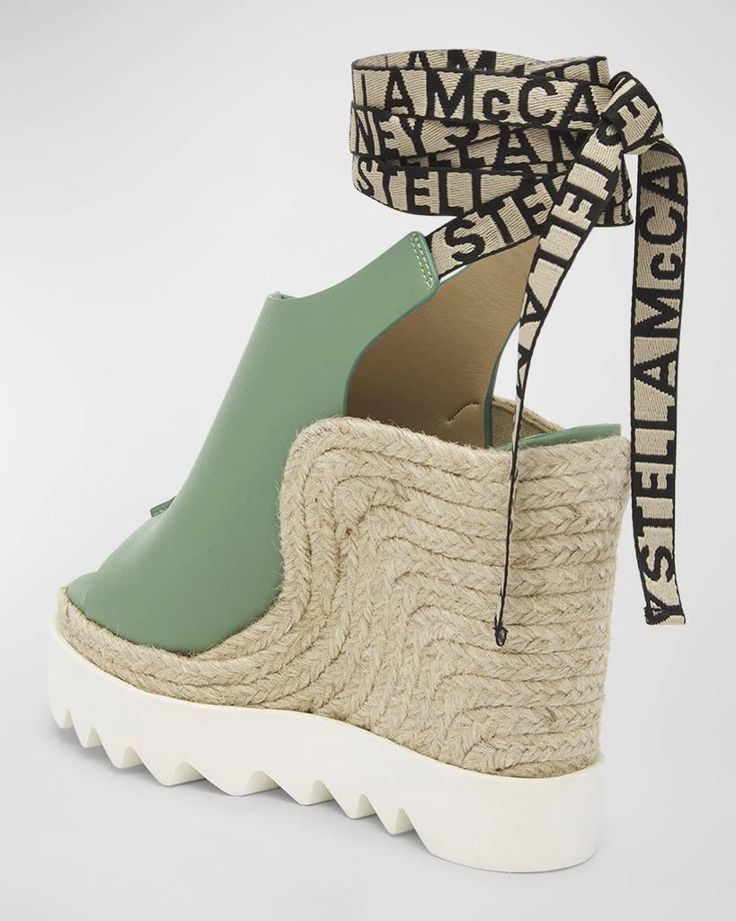Stella McCartney Gaia Web Ankle-Wrap Espadrille Wedges 4