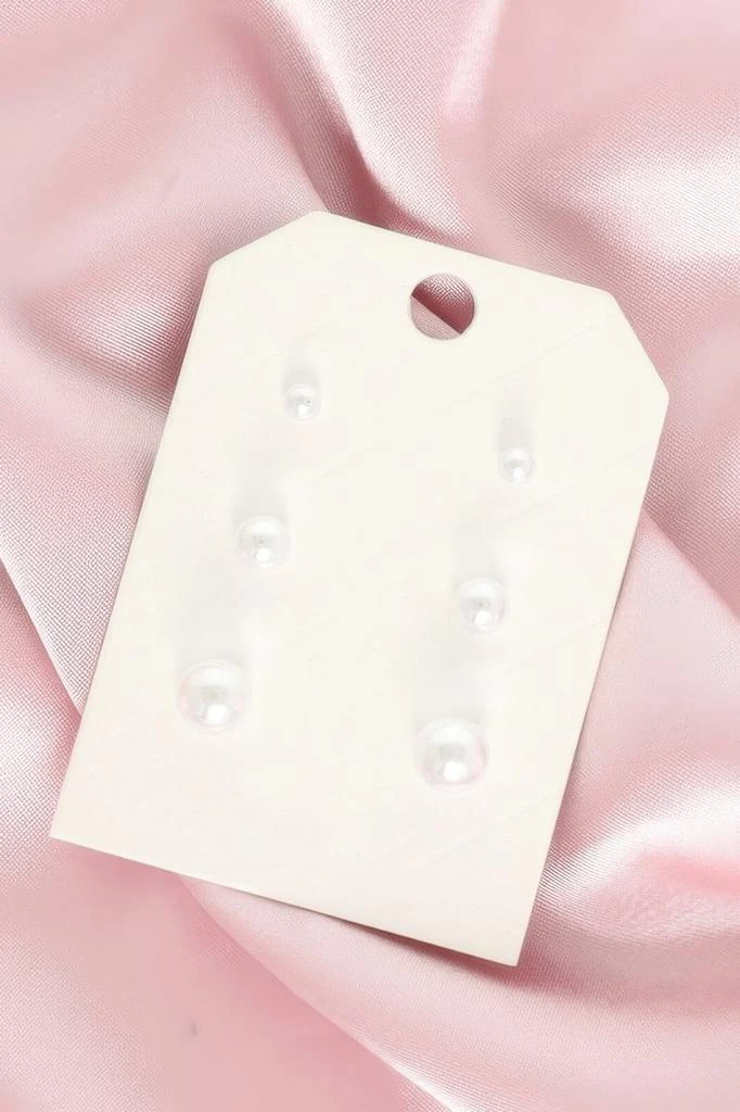 TRUEDAMES 3-pair Assorted White Pearl Stud Earring Set