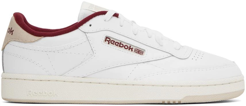 Reebok White & Burgundy Club C 85 Sneakers 1