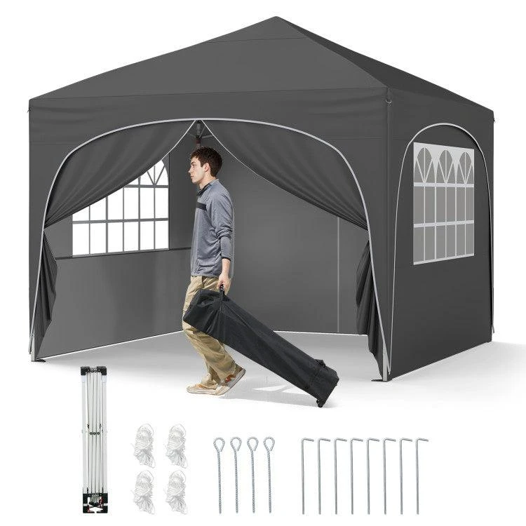 Hivvago 10 X 10 FT Pop up Canopy Tent with 4 Removable Sidewall 8