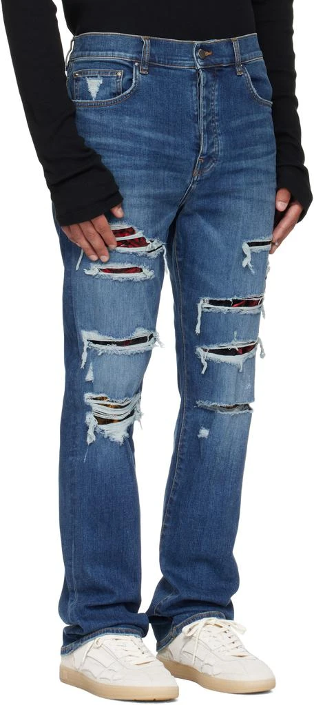 AMIRI Blue Floral Velvet Slim Thrasher Jeans 2