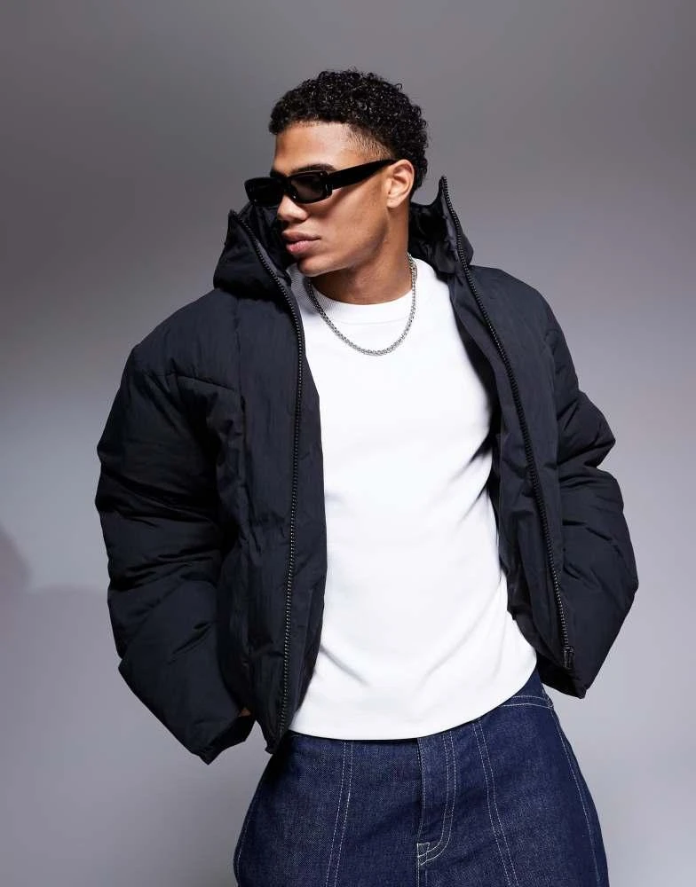 ASOS ASOS DESIGN oversized puffer jacket in black 2
