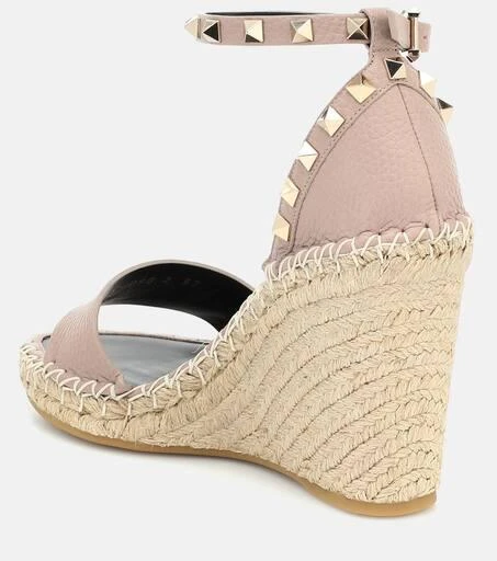 Valentino Valentino Garavani Rockstud Double leather wedge espadrilles 3