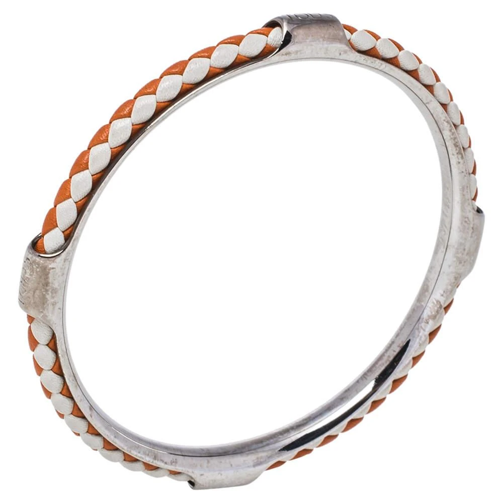 Tod's Tod's Woven Leather Gold Tone Bangle Bracelet 2