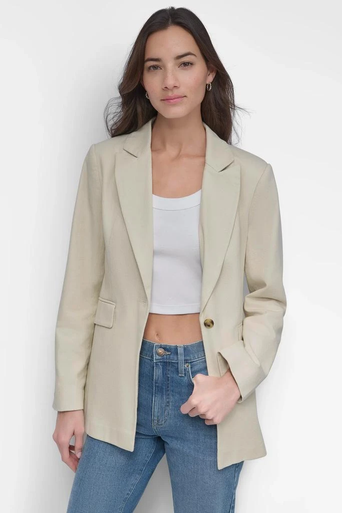 DKNY SINGLE BUTTON BLAZER WITH CUT AWAY HEM 1