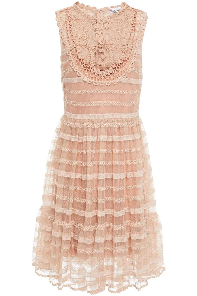 REDVALENTINO Crochet and point d'esprit mini dress 1