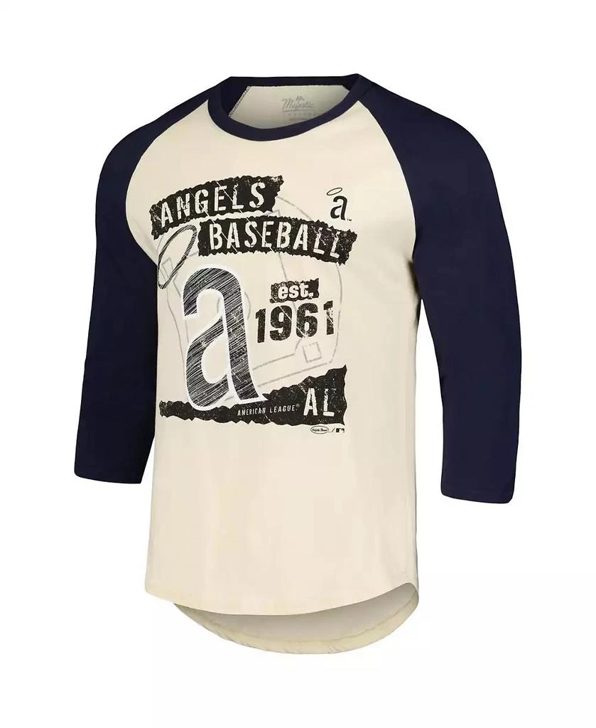 Majestic Men's Cream/Navy Los Angeles Angels Raglan 3/4-Sleeve T-Shirt 2