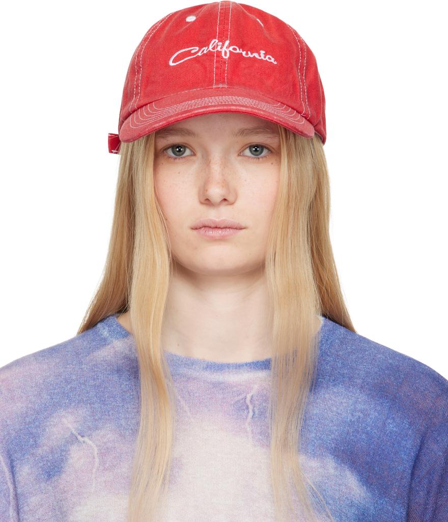 ERL イーアールエル　赤 ベースボールキャップ　caliornia ERL Red 'California' Embroidered Cap - Hats - Compare Prices