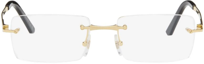 Cartier Gold 'Santos de Cartier' Rectangular Titanium Glasses 1