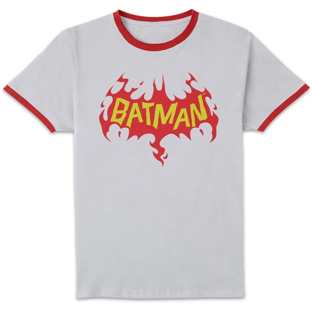 DC Comics DC Comics Batman Flame Unisex Ringer T-Shirt - White/Red 1