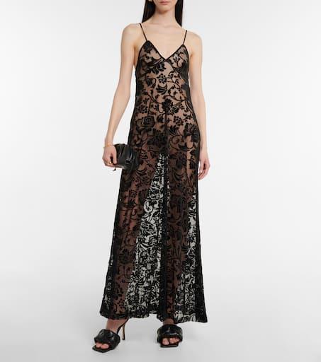 Norma Kamali Floral devoré semi-sheer slip dress