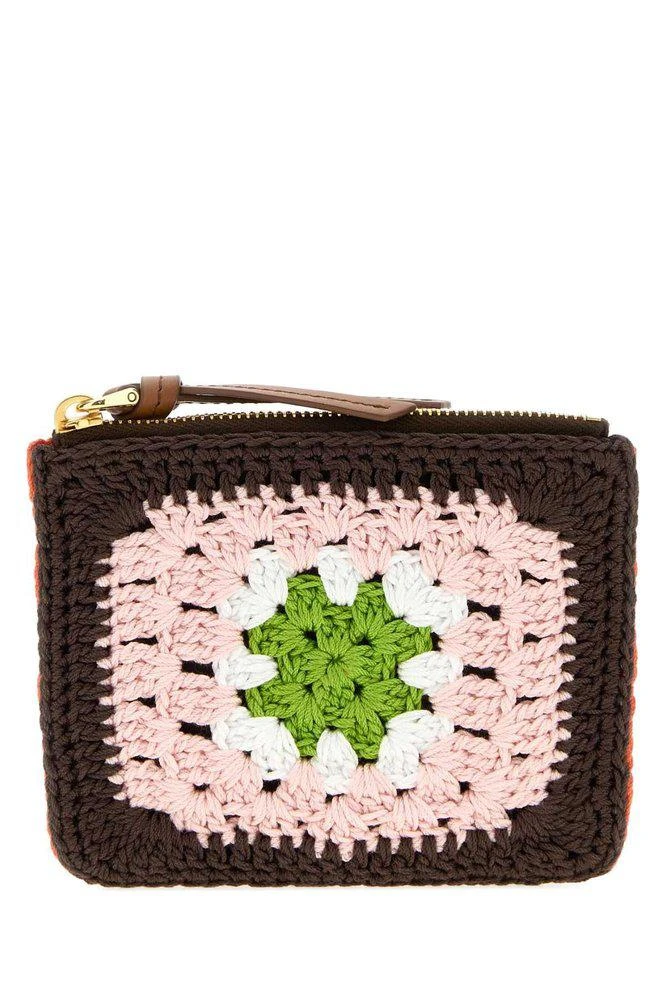 Miu Miu Miu Miu Logo-Embroidered Crochet Zipped Pouch