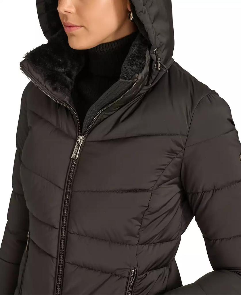 Calvin klein coat with faux fur hood online