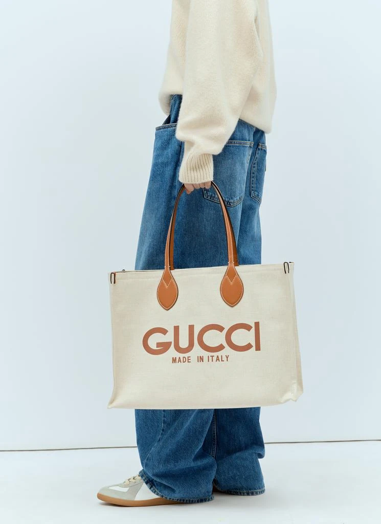 Gucci Large Logo Print Canvas Tote Bag 2