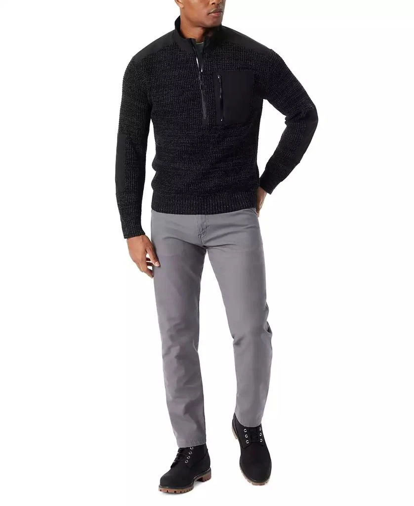 BASS OUTDOOR Men's Quarter-Zip Long Sleeve Pullover Patch Sweater 5