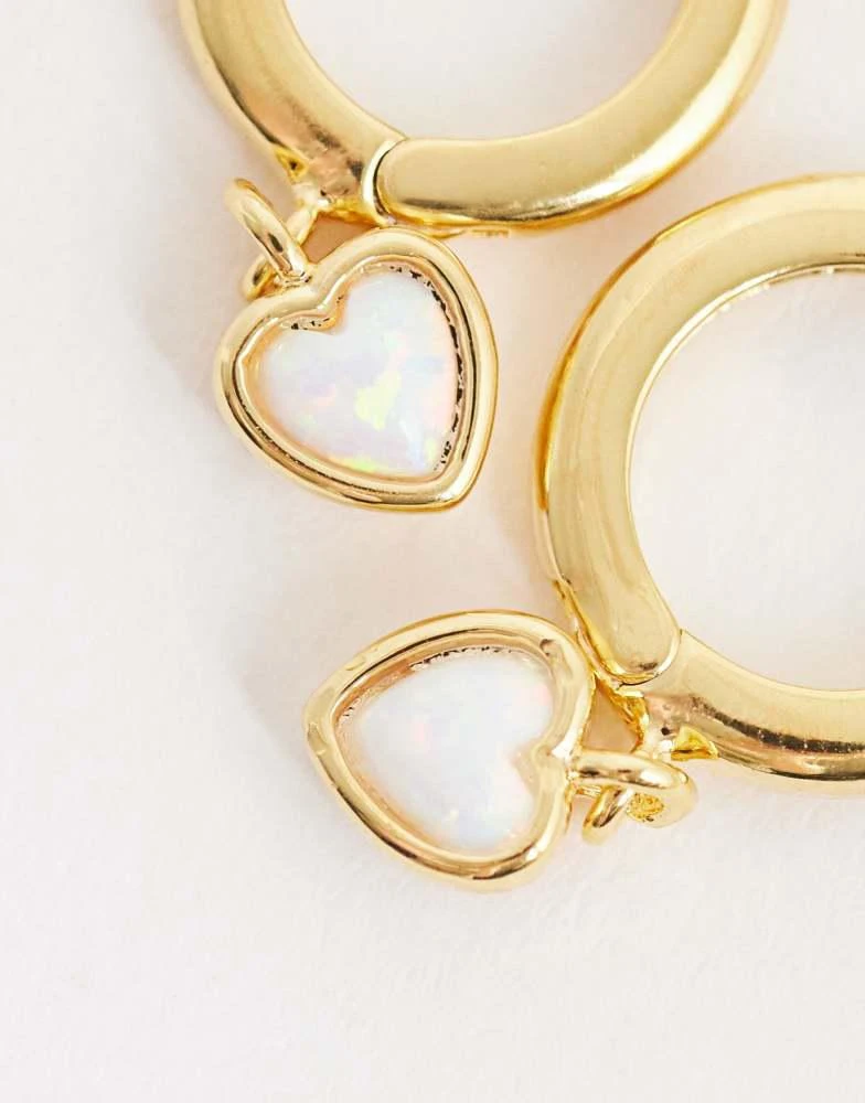 Orelia Orelia heart drop huggie hoop earrings in 18k gold plated 3
