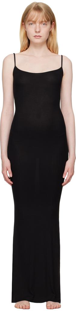 タグ付け新品skims ブラックロングワンピースLONG SLIP DRESS Skims