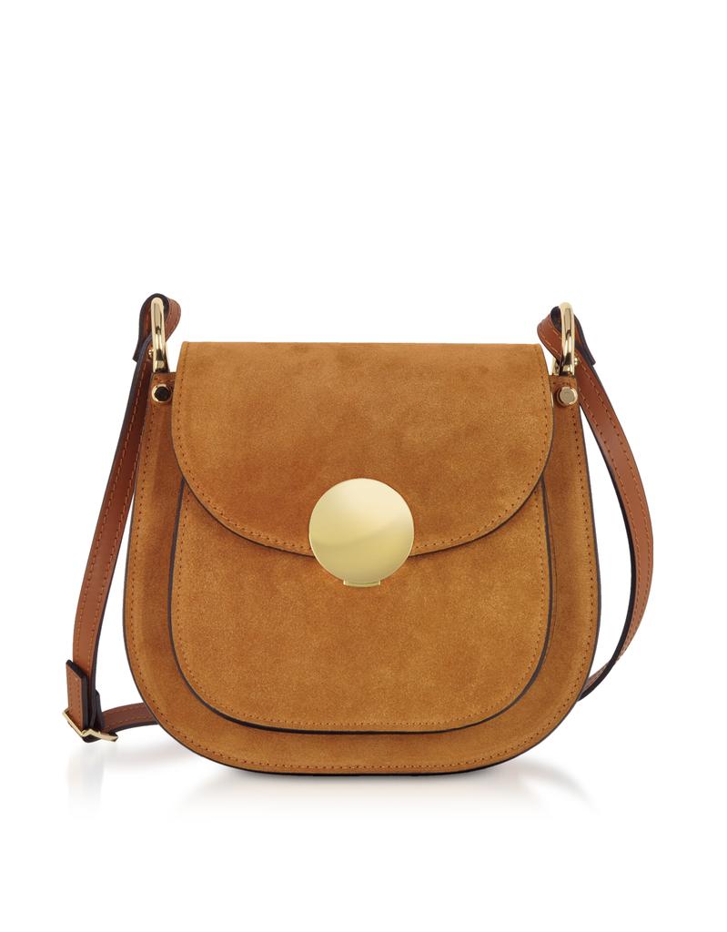 LePARMENTIER Paris Agave Suede and Smooth Leather Shoulder Bag