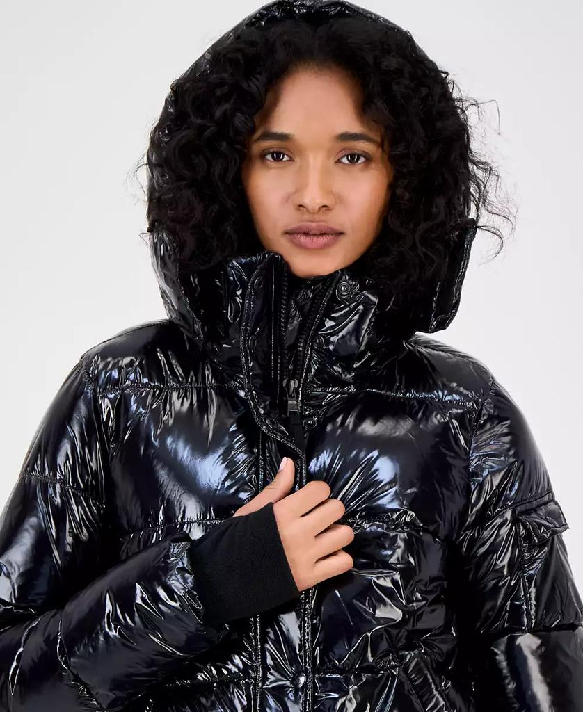 ella eLLa ブルゾン Shop Women's Ella Hooded Thumbhole-Cuff Shine Puffer Coat on Sale