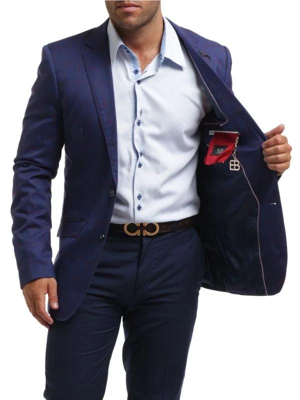 Elie Balleh Slim Modern Fit Plaid Blazer 3