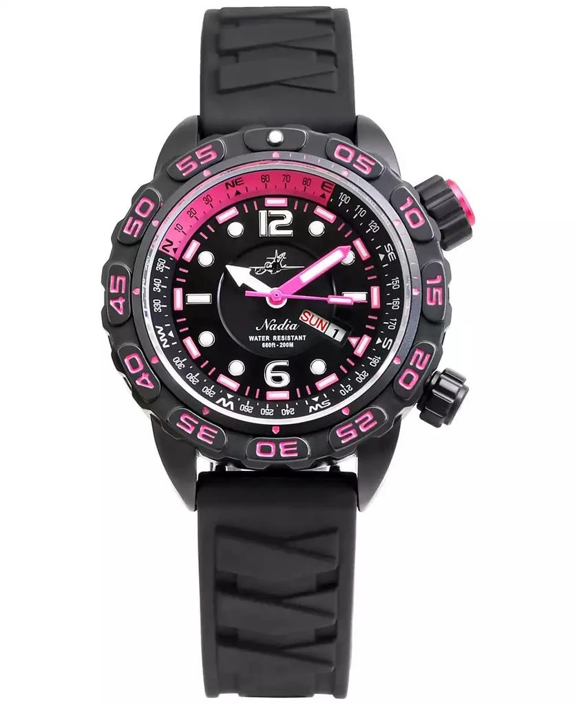 Abingdon Co. Women's Automatic Nadia Black Silicone Strap Watch 35mm 1