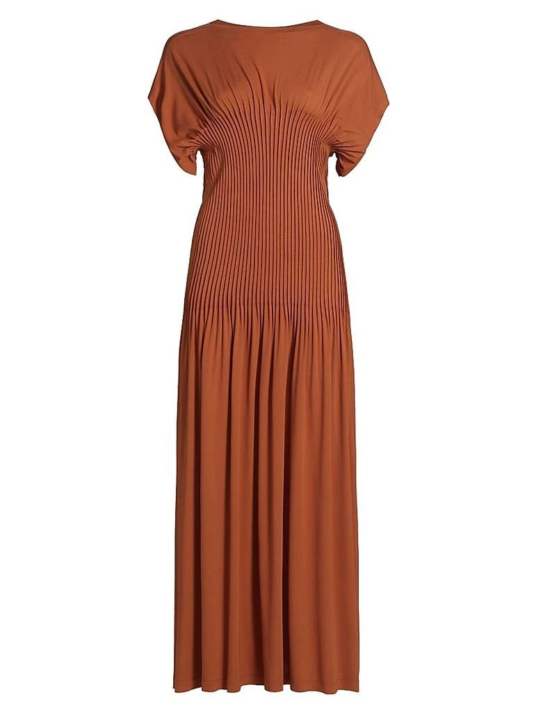 TOTEME - Knife-pleated jersey dress terracotta petite - L(S) - Women TOTEME - Knife-pleated jersey dress terracotta petite - L(S) - Women