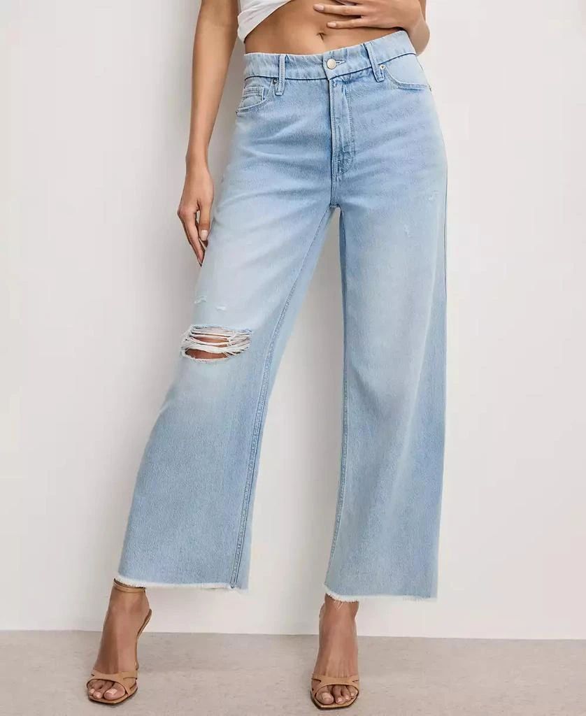 Good American Women's Weightless Good Skate Cropped Wide-Leg Jeans 1
