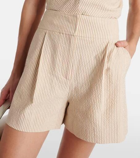 VERONICA BEARD Haina high-rise cotton seersucker shorts 4