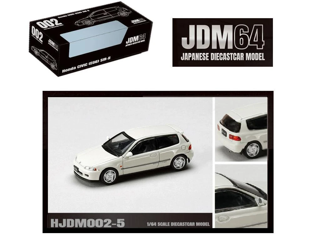 Hobby Japan Honda Civic (EG6) SIR-II RHD (Right Hand Drive) Frost White "JDM64" Series 1/64 Diecast Model Car by 1
