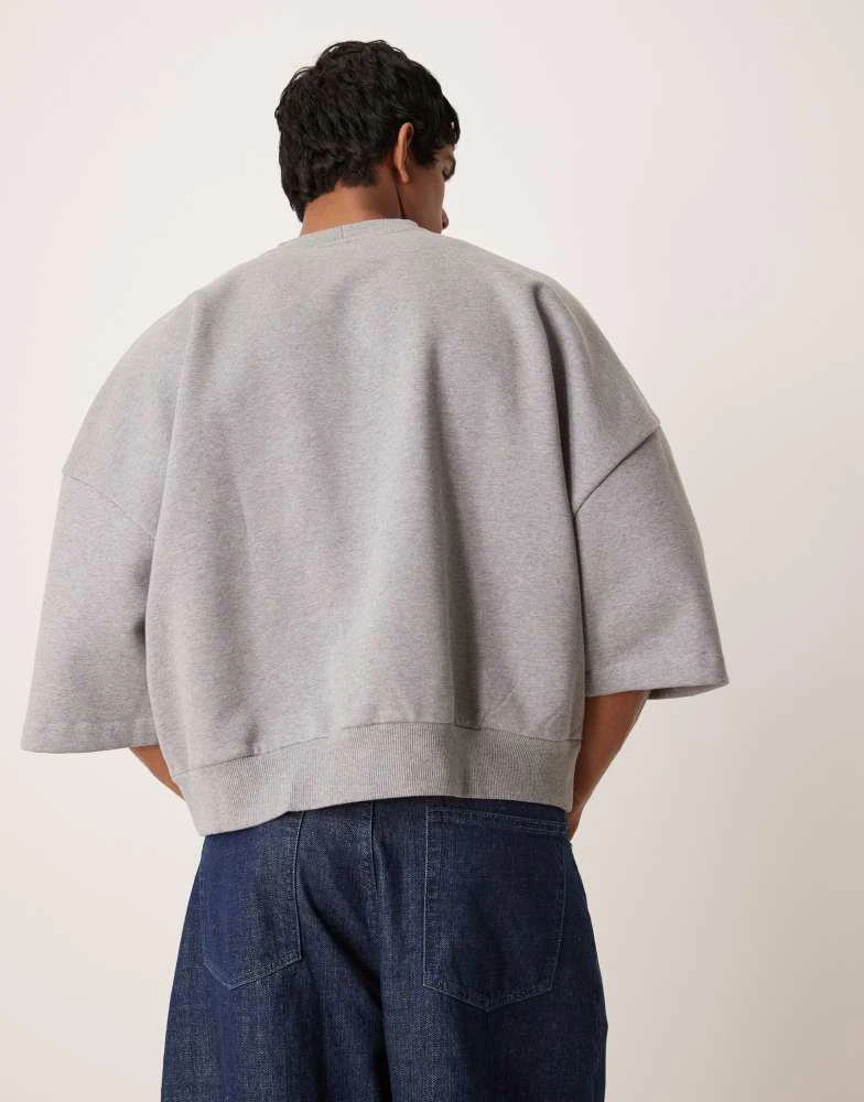 ASOS ASOS DESIGN premium heavyweight extreme oversized short sleeve sweatshirt in grey marl - GREY 4