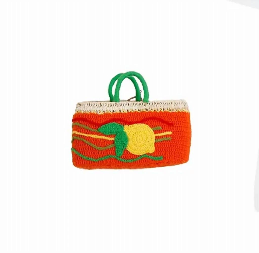 Kilometre Paris Medium Undercover Ibiza Woven Straw Tote Bag In Orange Multi 1