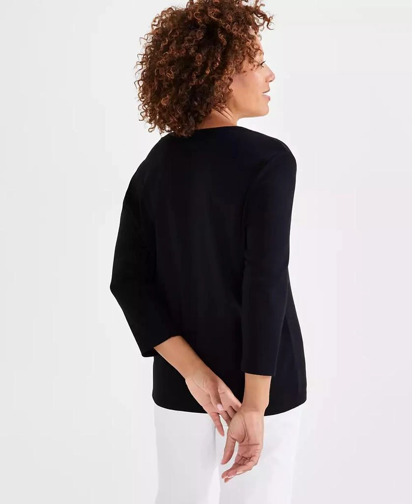 Style & Co Petite V-Neck 3/4-Sleeve T-Shirt, Created for Macy's 2