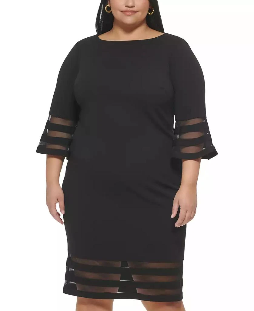 Calvin Klein Plus Size Bell-Sleeve Boat-Neck Sheath Dress 4