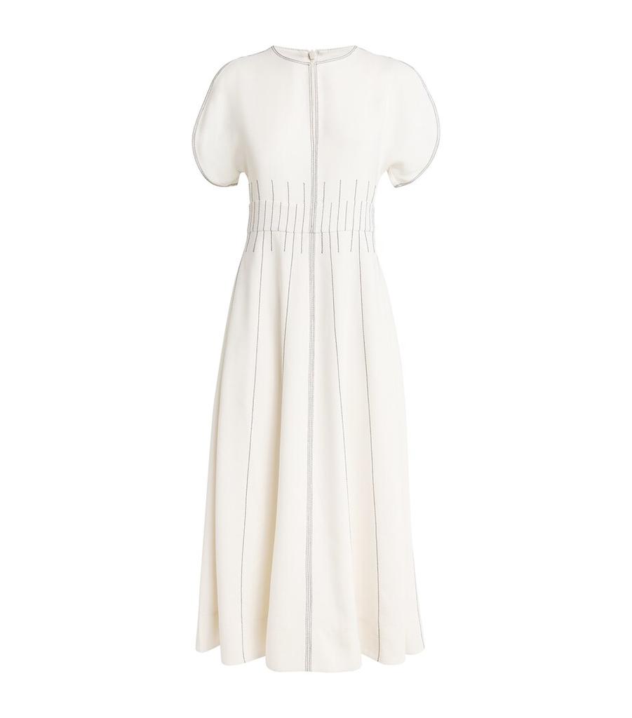 ME+EM Contrast-Stitch Midi Dress