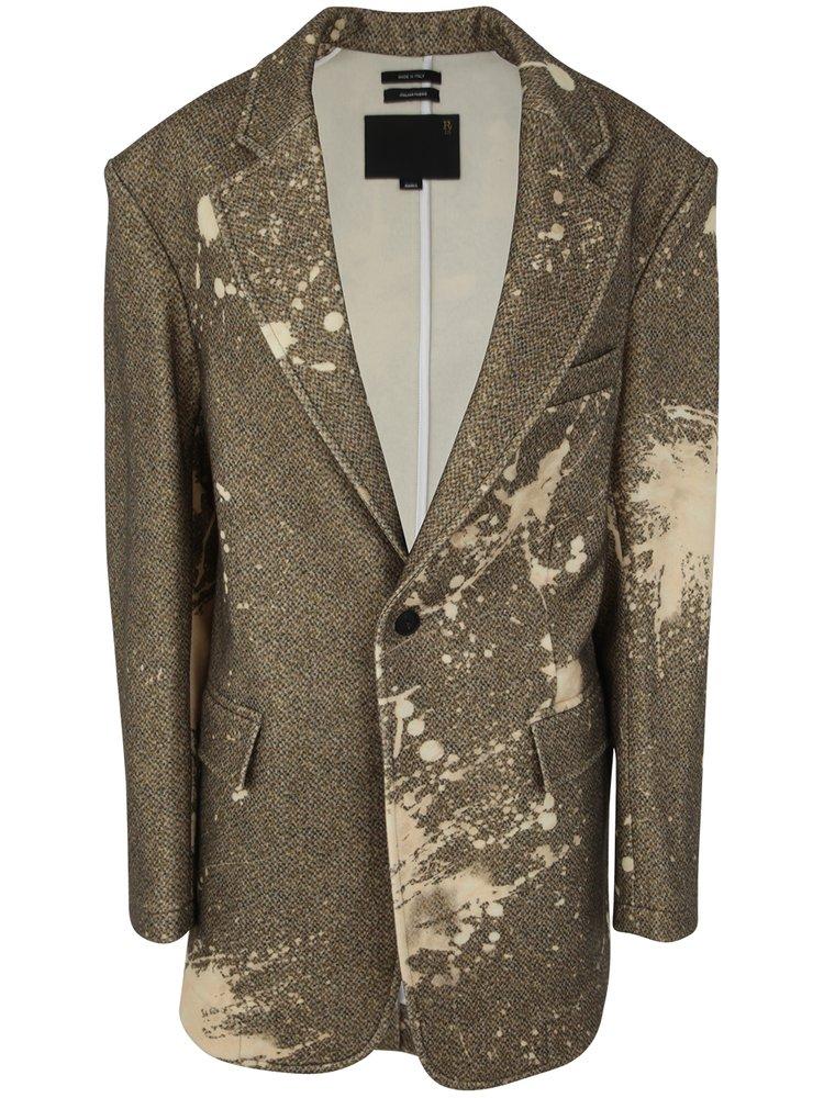 R13 R13 Paint Splatter-Printed Single-Breasted Tweed Blazer
