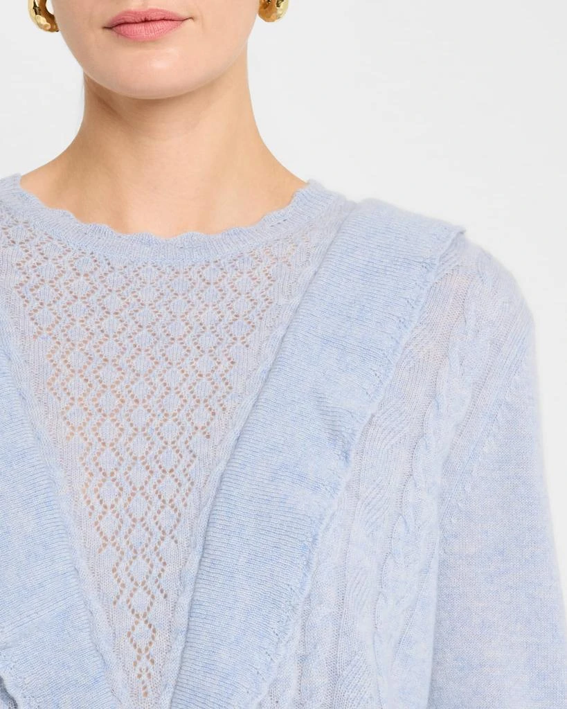 Autumn Cashmere Ruffle-Trim Cable Cashmere Sweater 5