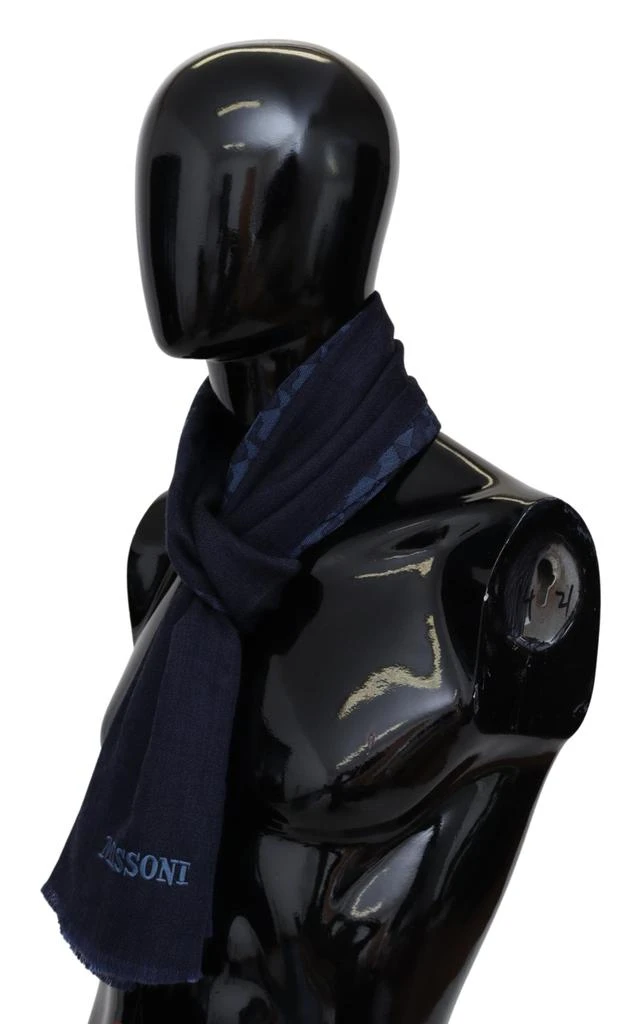 Missoni Missoni Navy Wool Knit  Neck Wrap Fringe Shawl 's Scarf 2
