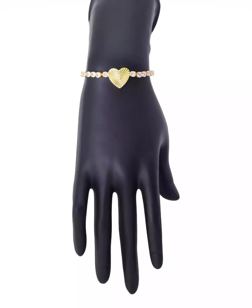 Unwritten Cubic Zirconia Diamond Cut Heart Bolo Bracelet