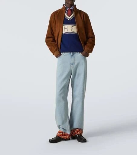 Valentino Jacquard-trimmed wide-leg jeans 2