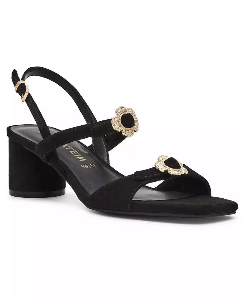 Anne Klein Women's Felipa Flower Embellished Block Heel Dress Sandals 1