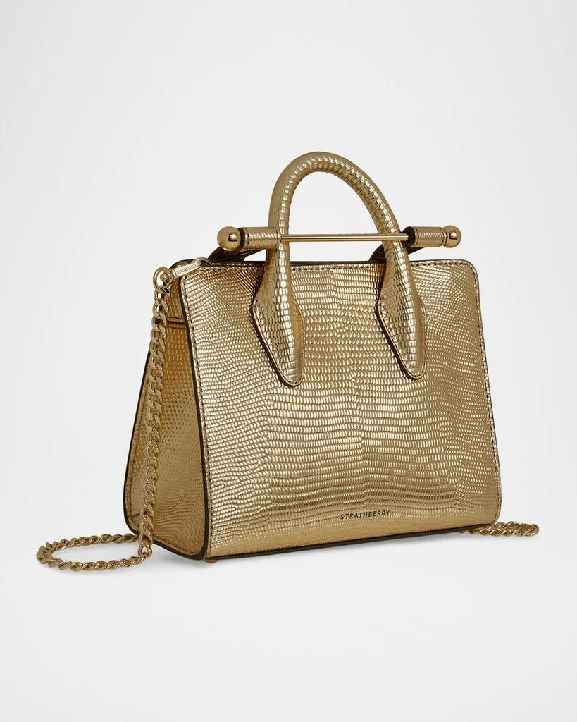Strathberry Nano Metallic Lizard-Embossed or Smooth Leather Tote Bag 3
