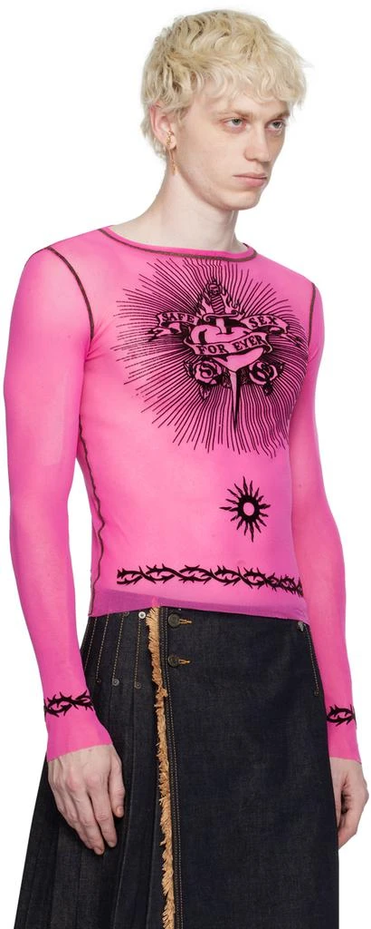 Jean Paul Gaultier Pink Flocked Long Sleeve T-Shirt 4