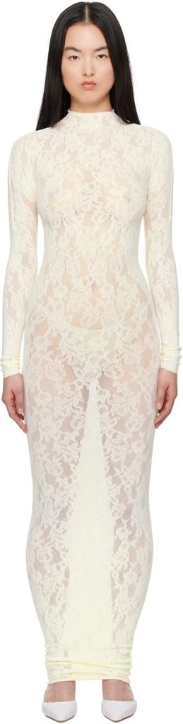 SKIMS Off-White Knit Lace Turtleneck Maxi Dress 1