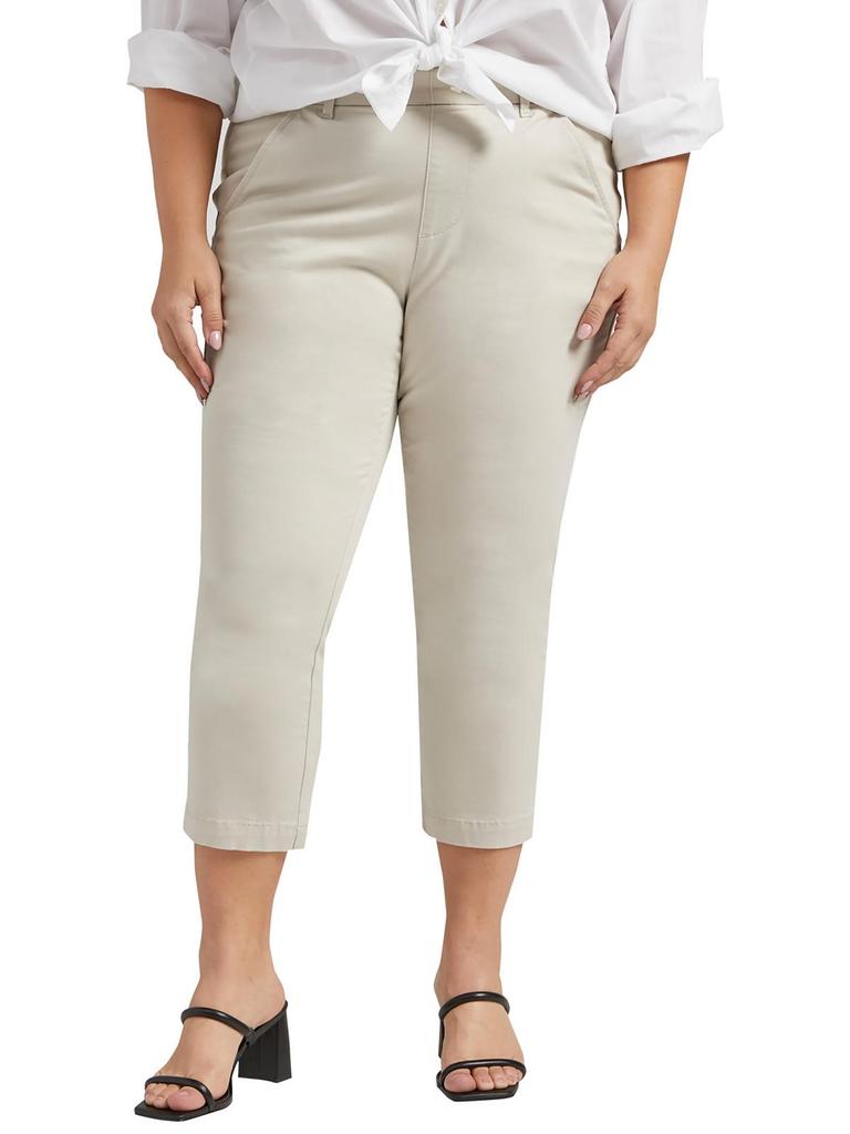 Jag Jeans Plus Womens Mid Rise Cotton Capri Jeans