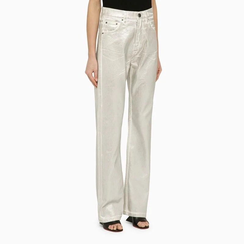 ROTATE Birger Christensen Silver pants in organic denim 3
