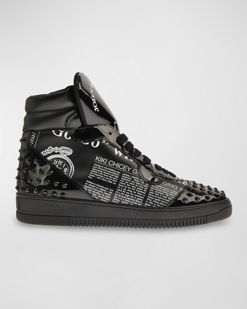 John Galliano Paris Men's Studded Gazette High-Top Sneakers
