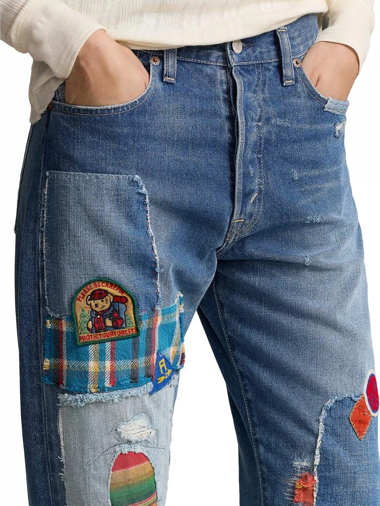 Ralph Lauren Embroidered Distressed Wide-Leg Jeans 6